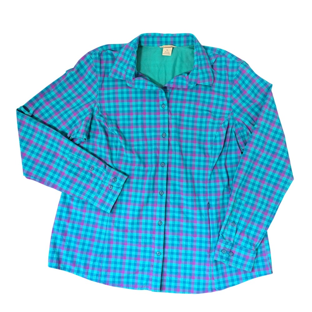 Duluth Womens Vented Fishing Shirt (XL) Lightweight Plaid Pockets‎ UPF Mesh